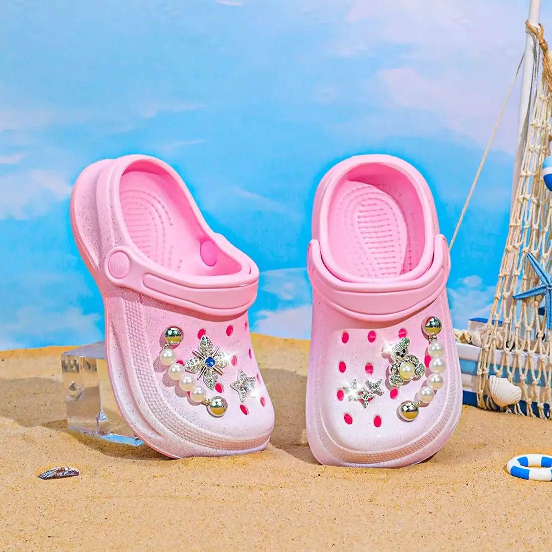 Kids Slip-On Clogs and Mules - Breathable, Waterproof, EVA Garden Shoes with Decorative Chain for Beach and Everyday Wear 168
Kids Slip-On Clogs and Mules - Breathable, Waterproof, EVA Garden Shoes with Decorative Chain for Beach and Everyday Wear 168