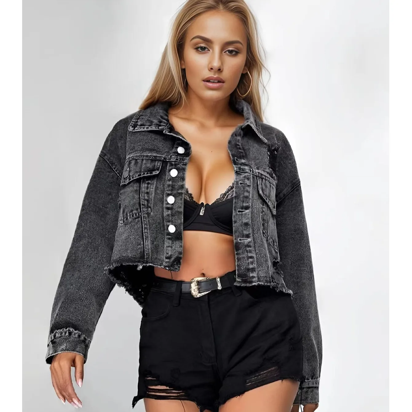 Faionable Frayed Hem ort Denim Jaet Женское длинное пальто с застежкой на пуговицы Pure Color из полиэфирного волокна
Faionable Frayed Hem ort Denim Jaet Женское длинное пальто с застежкой на пуговицы Pure Color из полиэфирного волокна