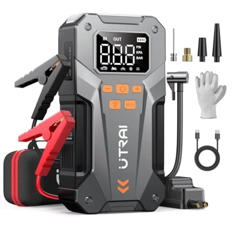 5000A 150PSI Jump Starter with Air Compressor 12V Portable Jump Box All Gas/10L Diesel Jump Pack with LED Light Car Jumper with
5000A 150PSI Jump Starter with Air Compressor 12V Portable Jump Box All Gas/10L Diesel Jump Pack with LED Light Car Jumper with