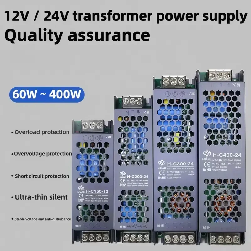 Lighting Transformer DC 12V/24V Power Supply Adapter 5A 12A Ultra-thin LED Strip Switch Driver Lamp 60W 100W 200W 300W 400W
Lighting Transformer DC 12V/24V Power Supply Adapter 5A 12A Ultra-thin LED Strip Switch Driver Lamp 60W 100W 200W 300W 400W