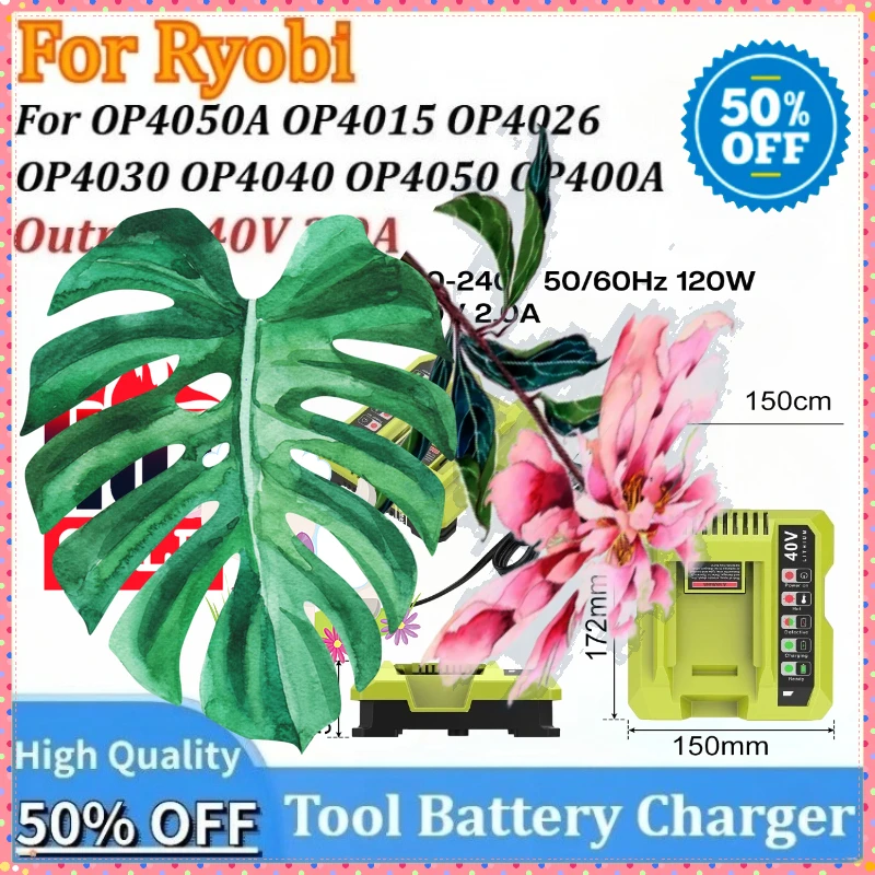 Replacement OP401 Battery Charger for Ryobi 40V OP4040 OP4050A OP4015 OP403A ZROP401 OP4026 OP4030 OP4050 OP400A Li-ion Battery
Replacement OP401 Battery Charger for Ryobi 40V OP4040 OP4050A OP4015 OP403A ZROP401 OP4026 OP4030 OP4050 OP400A Li-ion Battery