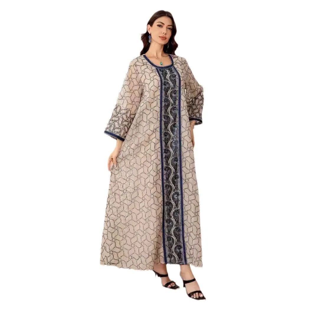 Middle East, Europe and the United States Cross-border Foreign Trade Muslim Women's Robe Fashion Mesh Dress Abaya
Middle East, Europe and the United States Cross-border Foreign Trade Muslim Women's Robe Fashion Mesh Dress Abaya