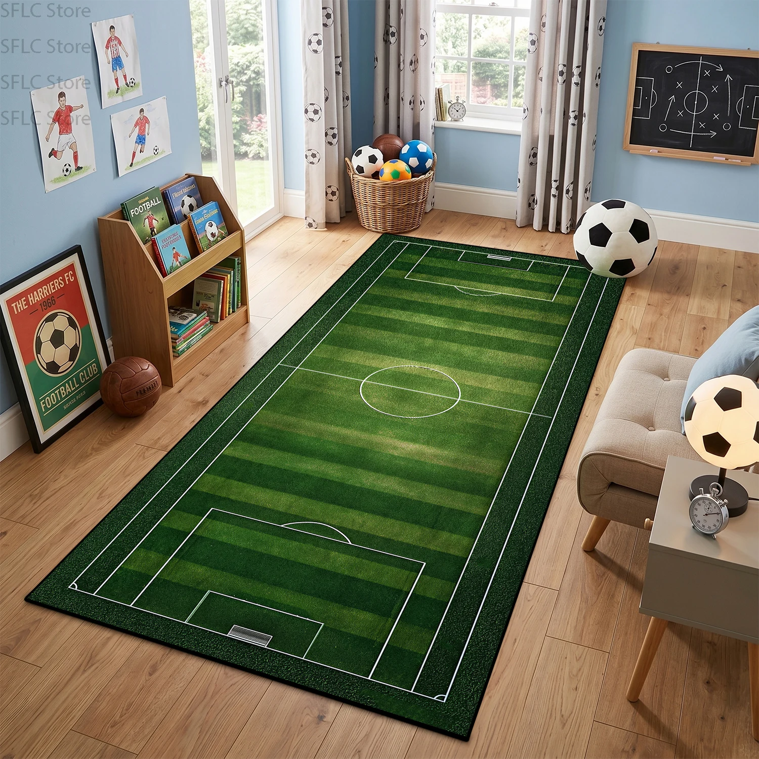 Fun Football Field Pattern Nursery Room Carpet Cute Room Decoration Non-slip Soft Rug Washable Lint-free Floor Mats for Children
Fun Football Field Pattern Nursery Room Carpet Cute Room Decoration Non-slip Soft Rug Washable Lint-free Floor Mats for Children