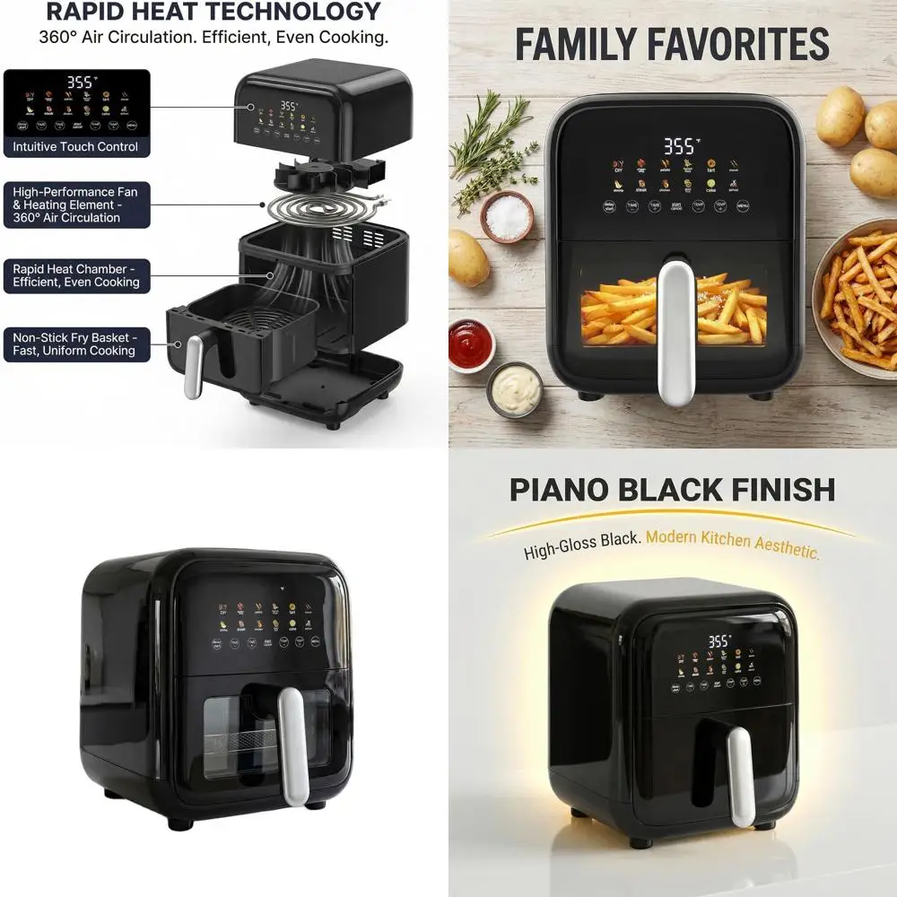 7.9QT Large Capacity Air Fryer with Transparent Window, 12-in-1 Multi-Function, 400°F Temperature Range, Roast, Bake, Dehydrate,
7.9QT Large Capacity Air Fryer with Transparent Window, 12-in-1 Multi-Function, 400°F Temperature Range, Roast, Bake, Dehydrate,