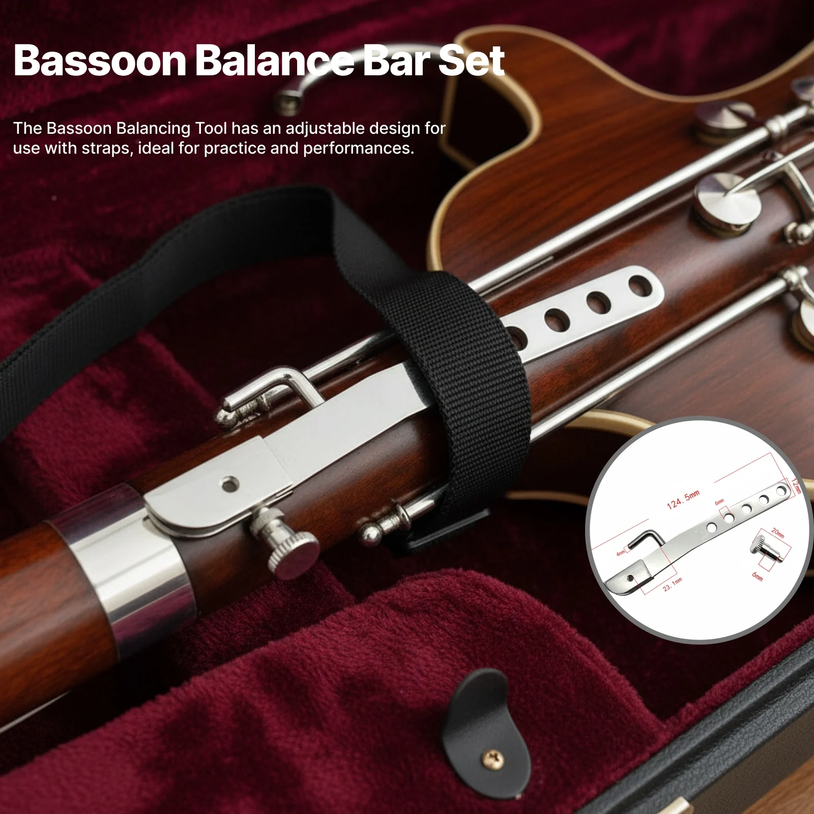 Bassoon Balance Bar Set Bassoon Balancing Hand Tool w/ Adjustable Strap for Woodwind Instrument Replacement Accessory
Bassoon Balance Bar Set Bassoon Balancing Hand Tool w/ Adjustable Strap for Woodwind Instrument Replacement Accessory