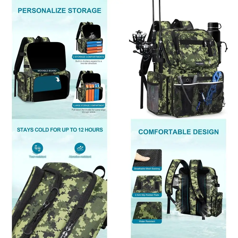 Большой водонепроницаемый рыболовный рюкзак HXLGMD 43 л с держателями для удочек, отделением для хранения, для кемпинга, походов, мужского снаряжения для активного отдыха, зеленый
Большой водонепроницаемый рыболовный рюкзак HXLGMD 43 л с держателями для удочек, отделением для хранения, для кемпинга, походов, мужского снаряжения для активного отдыха, зеленый