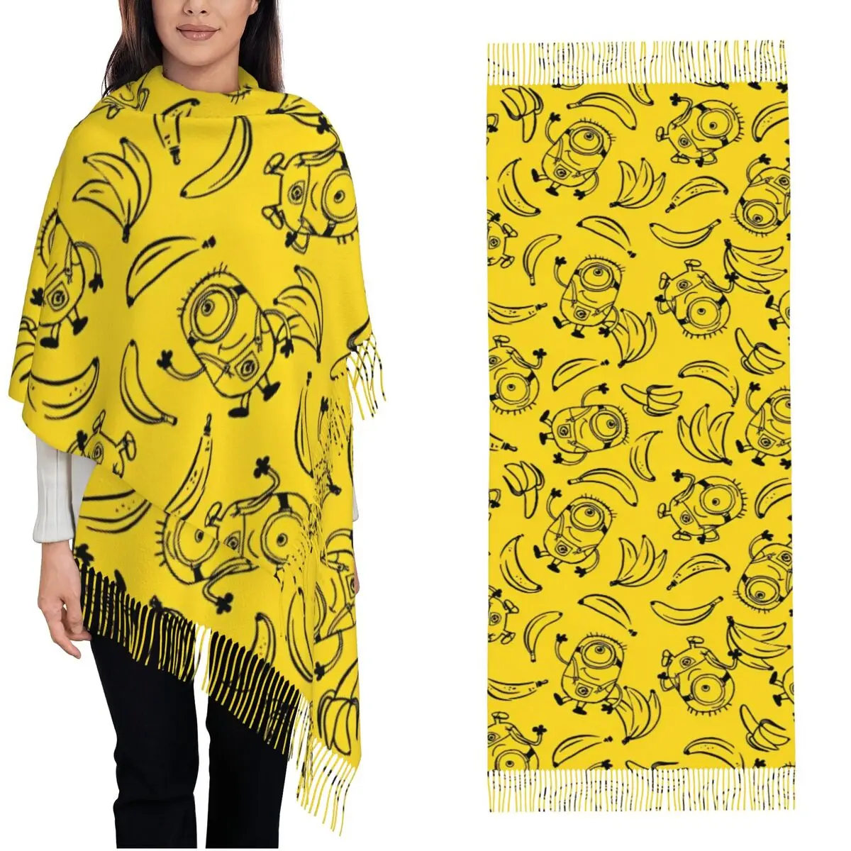 Womens Tassel Scarf Kawaii Despicable Me Minions Large Winter Fall Shawl Wrap Banana Cartoon Anime Gifts Cashmere Scarf
Womens Tassel Scarf Kawaii Despicable Me Minions Large Winter Fall Shawl Wrap Banana Cartoon Anime Gifts Cashmere Scarf