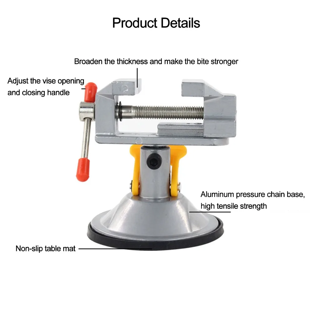 360 Degree Swivel Mini Bench Vise Aluminum Alloy Adjustable Clamping Drill Press Vise Suction Cup Base Suction Vise
360 Degree Swivel Mini Bench Vise Aluminum Alloy Adjustable Clamping Drill Press Vise Suction Cup Base Suction Vise