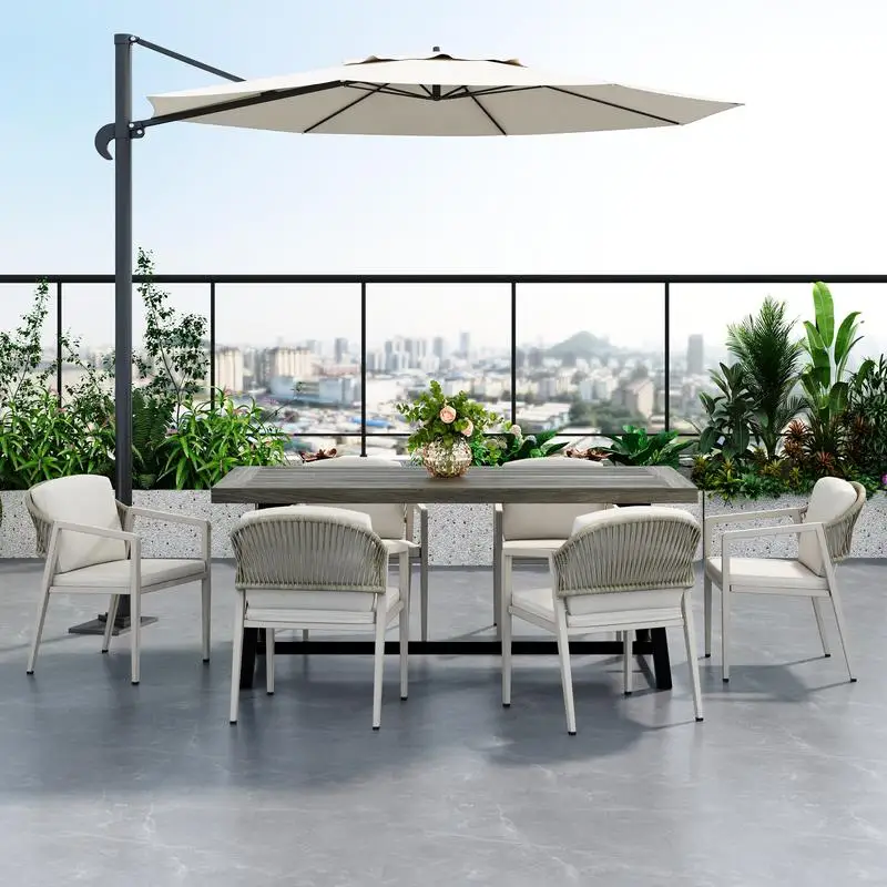 Обеденный набор на открытом воздухе из 7 предметов, 6 стульев и стол из дерева акации, серо-черная отделка
Обеденный набор на открытом воздухе из 7 предметов, 6 стульев и стол из дерева акации, серо-черная отделка