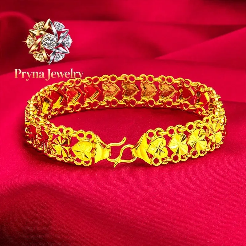Pryna Jewelry 24K Gold Heart S-Clasp Wide Bracelet | AU999 Pure Gold, 3D heart-embellished S-clasp, wide band for an elegant d
Pryna Jewelry 24K Gold Heart S-Clasp Wide Bracelet | AU999 Pure Gold, 3D heart-embellished S-clasp, wide band for an elegant d