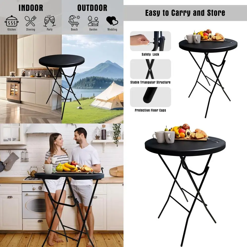 32 Folding Round Plastic High Top Table, Indoor/Outdoor Use, Ideal for Parties & Events (Black)
32 Folding Round Plastic High Top Table, Indoor/Outdoor Use, Ideal for Parties & Events (Black)
