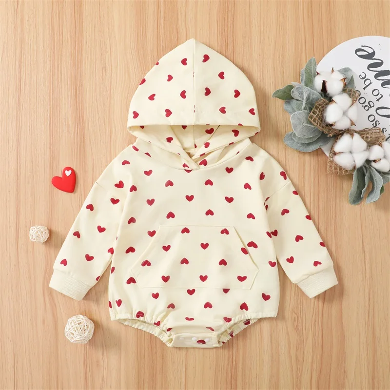 Newborn Baby Girl Heart Shape Print Hooded Romper Long Sleeve Hoodie Sweatshirt Bodysuit Jumpsuits Valentine 's Day Outfit
Newborn Baby Girl Heart Shape Print Hooded Romper Long Sleeve Hoodie Sweatshirt Bodysuit Jumpsuits Valentine 's Day Outfit
