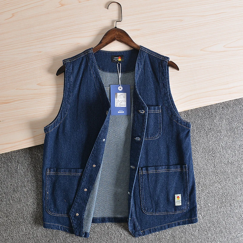 Amekaji American Vintage Casual Indigo Blue Washed Denim Vest for Men Japan Retro Sleeveless Tank Jacket
Amekaji American Vintage Casual Indigo Blue Washed Denim Vest for Men Japan Retro Sleeveless Tank Jacket