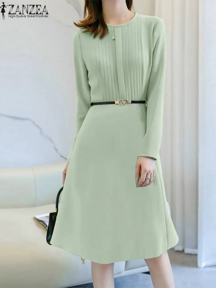 2023 Autumn Round Neck Slim Dresses ZANZEA Women A-line Dress Casual Pleated Long Sleeve Vestido Elegant Party Simple Short Robe
2023 Autumn Round Neck Slim Dresses ZANZEA Women A-line Dress Casual Pleated Long Sleeve Vestido Elegant Party Simple Short Robe
