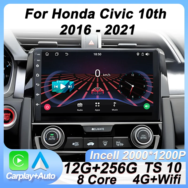 Car Stereo Android For Honda Civic 10th 2016 2017 2018 2019-2021GPS Navigation Carplay Touch Screen Autoradio 8 Core DSP BT 5G
Car Stereo Android For Honda Civic 10th 2016 2017 2018 2019-2021GPS Navigation Carplay Touch Screen Autoradio 8 Core DSP BT 5G