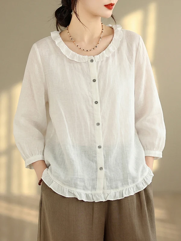 Retro Floral Lace Collar Loose Short Sleeve Shirt Women's Summer New Style Vintage Shirt Casual Loose Fit Women's Blouse
Retro Floral Lace Collar Loose Short Sleeve Shirt Women's Summer New Style Vintage Shirt Casual Loose Fit Women's Blouse