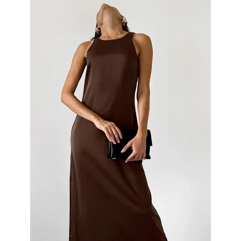 Casual Round Neck Off Shoulder Women's Maxi Dress Fashion Sleeveless Solid Color Long Dresses Lady High Streetwear Vestidos
Casual Round Neck Off Shoulder Women's Maxi Dress Fashion Sleeveless Solid Color Long Dresses Lady High Streetwear Vestidos