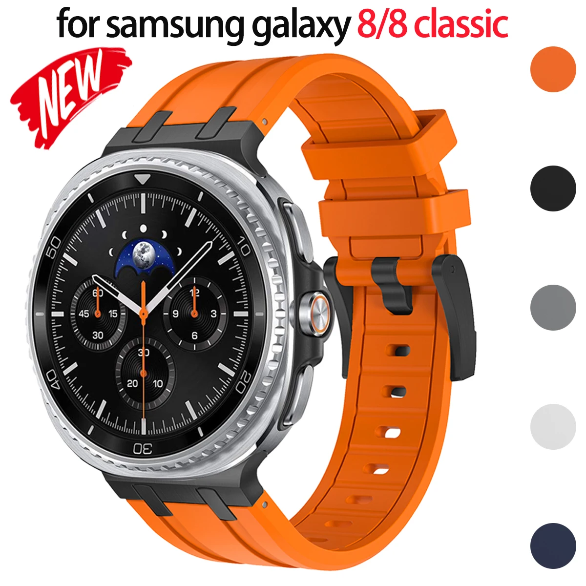 Роскошный силиконовый ремешок для Samsung Galaxy Watch 8/8, классический спортивный ремешок с металлической пряжкой, разъем для Galaxy 8, классический браслет 46 мм
Роскошный силиконовый ремешок для Samsung Galaxy Watch 8/8, классический спортивный ремешок с металлической пряжкой, разъем для Galaxy 8, классический браслет 46 мм