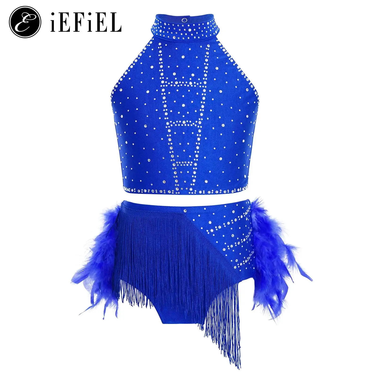 Kids Girls Latin Dance Samba Rumba Cha-Cha Performance Outfit Halter Sleeveless Strappy Back Crop Top with Tassels Feather Skirt
Kids Girls Latin Dance Samba Rumba Cha-Cha Performance Outfit Halter Sleeveless Strappy Back Crop Top with Tassels Feather Skirt
