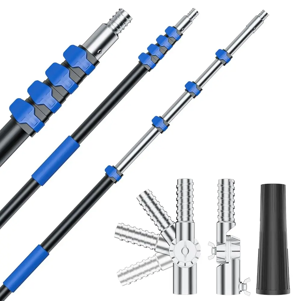 Telescoping Pole, 4-16 Ft with Joint Angle & Squeegee Adaptor, Aluminum Telescopic Paint Roller Extension Pole & Extendable P
Telescoping Pole, 4-16 Ft with Joint Angle & Squeegee Adaptor, Aluminum Telescopic Paint Roller Extension Pole & Extendable P