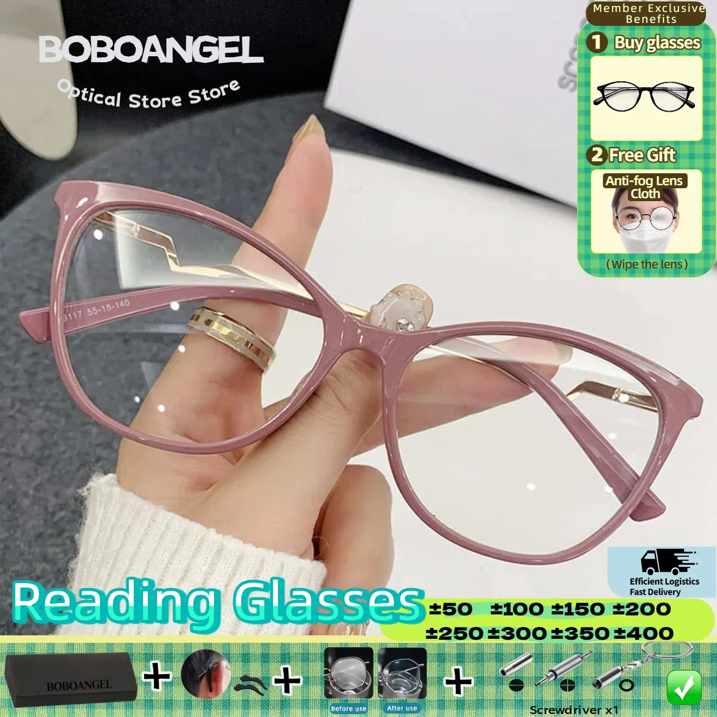 BOBOANGEL Anti Blue Ray Progressive Prescription Eyeware Style Cat Eye Design Myopia Hyperopia Reading Women Oversize Frame
BOBOANGEL Anti Blue Ray Progressive Prescription Eyeware Style Cat Eye Design Myopia Hyperopia Reading Women Oversize Frame