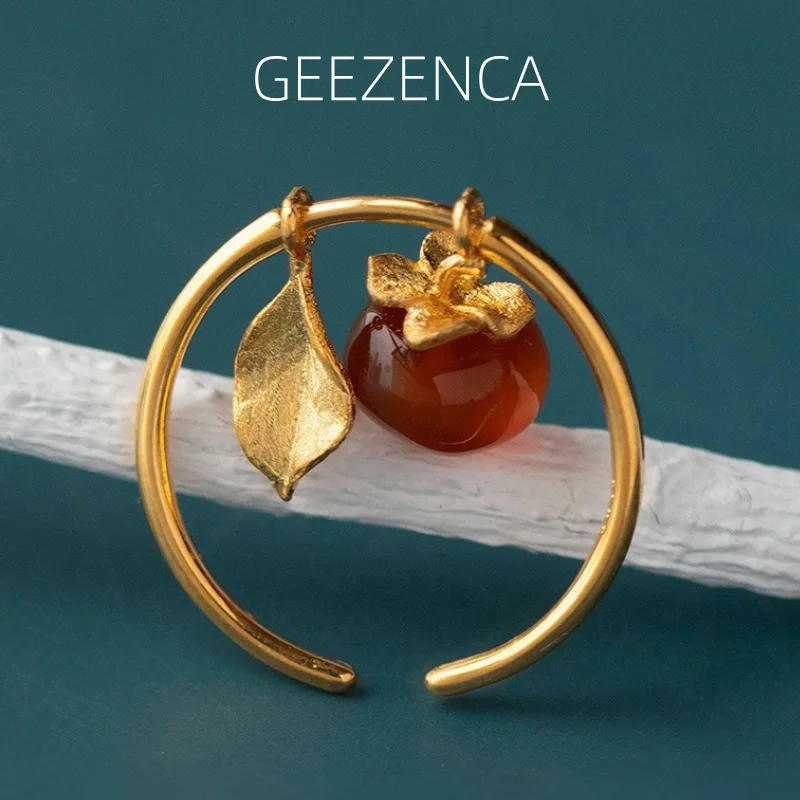 GEEZENCA красный агат S925 серебряные открытые кольца с фруктами для женщин, уникальное шикарное роскошное коктейльное кольцо с растением хурмы, новый подарок на вечеринку
GEEZENCA красный агат S925 серебряные открытые кольца с фруктами для женщин, уникальное шикарное роскошное коктейльное кольцо с растением хурмы, новый подарок на вечеринку