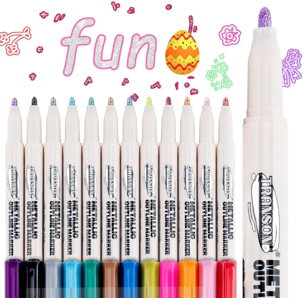 12pcs Outline Shimmering Markers with Metallic Effect for Fun Art Drawing Craft DIY
12pcs Outline Shimmering Markers with Metallic Effect for Fun Art Drawing Craft DIY