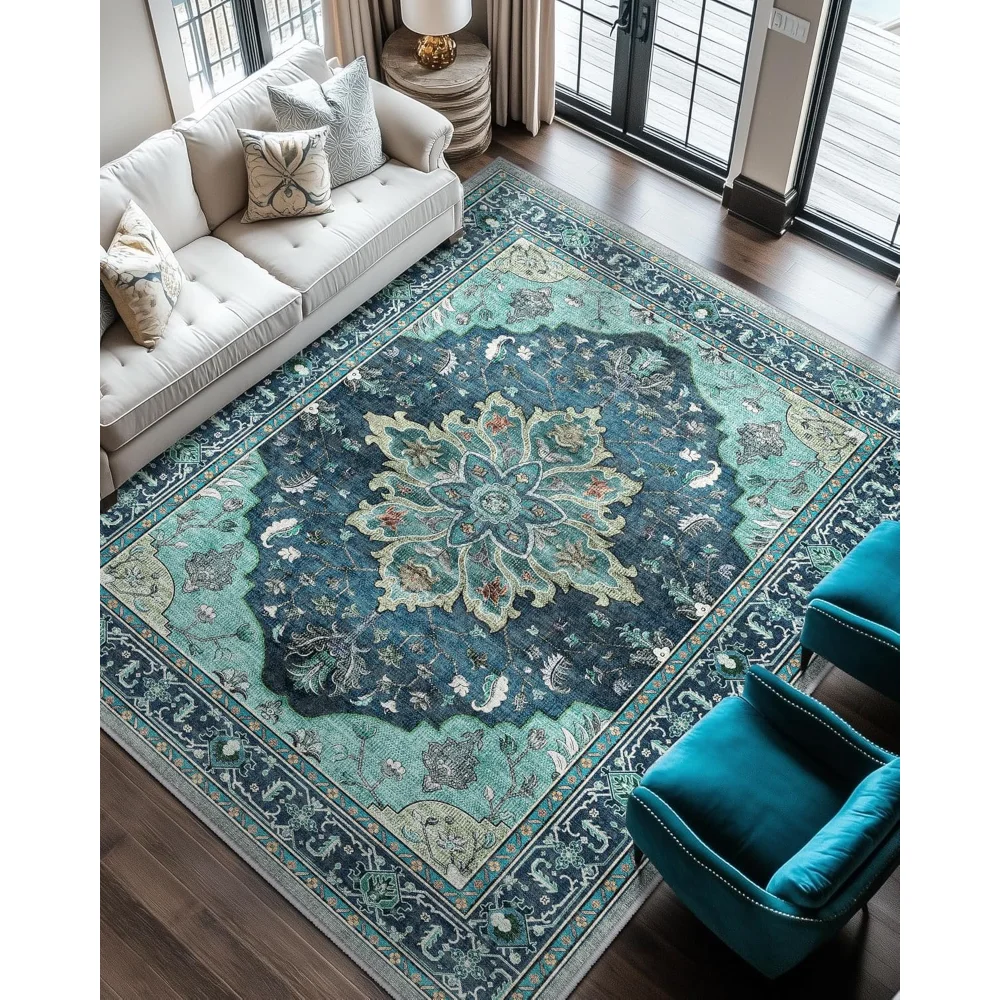 Area Rugs 6'x9' Washable Non-Slip, Floral Vintage Distress Print Pattern Medallion Carpet for Living Room Bedroom Rug
Area Rugs 6'x9' Washable Non-Slip, Floral Vintage Distress Print Pattern Medallion Carpet for Living Room Bedroom Rug