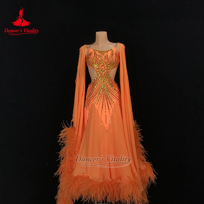 Waltz Foxtrot Tango Quickstep Professional Perform&Competition Clothing Ostrich Feather Big Swing Dress Custom Dancer's Vitality
Waltz Foxtrot Tango Quickstep Professional Perform&Competition Clothing Ostrich Feather Big Swing Dress Custom Dancer's Vitality