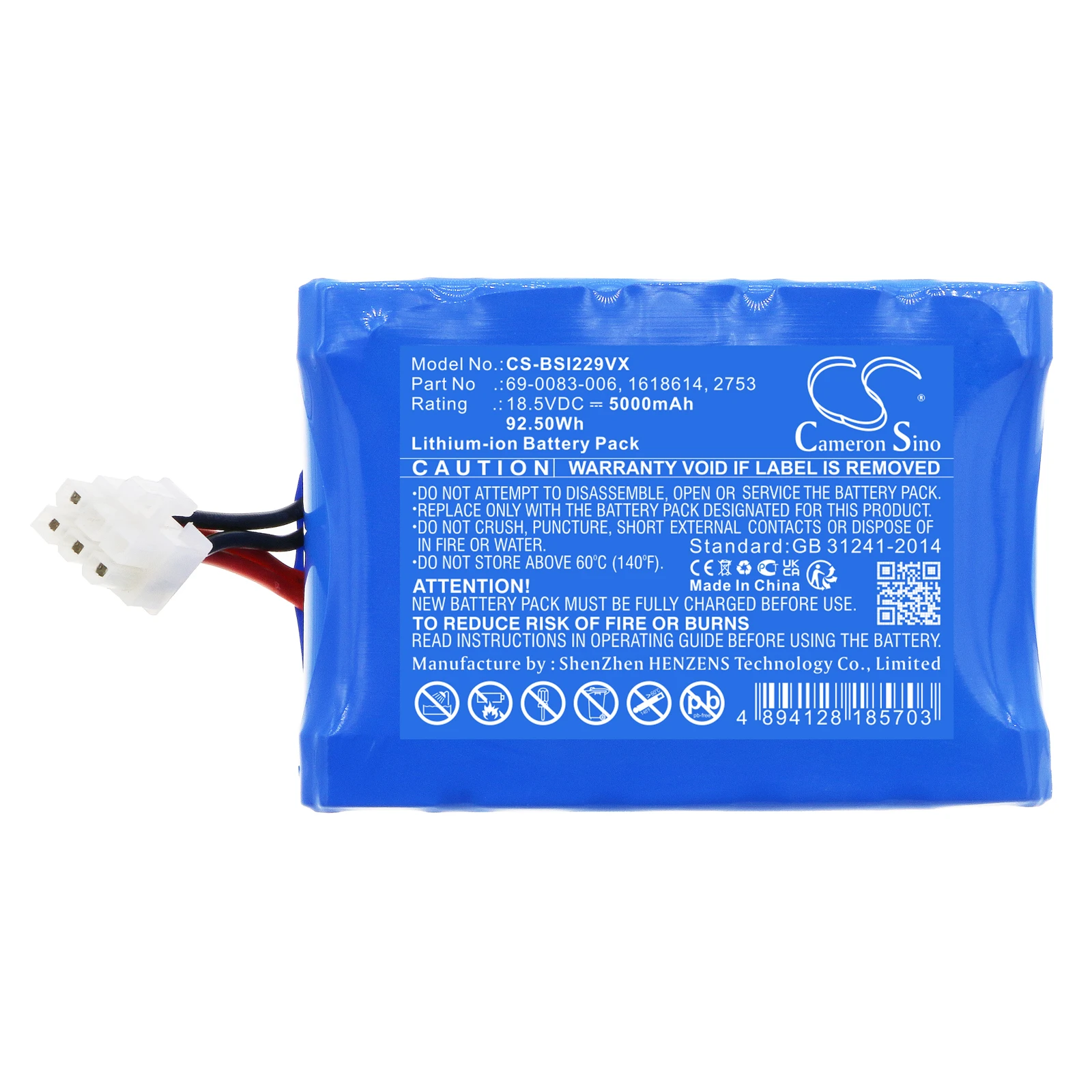 Vacuum Battery For Bissell 1618614 2753 69-0083-006 ICONpet 2291 2291A Capacity 5000mAh / 92.50Wh Color Blue Grass Weight 562g
Vacuum Battery For Bissell 1618614 2753 69-0083-006 ICONpet 2291 2291A Capacity 5000mAh / 92.50Wh Color Blue Grass Weight 562g