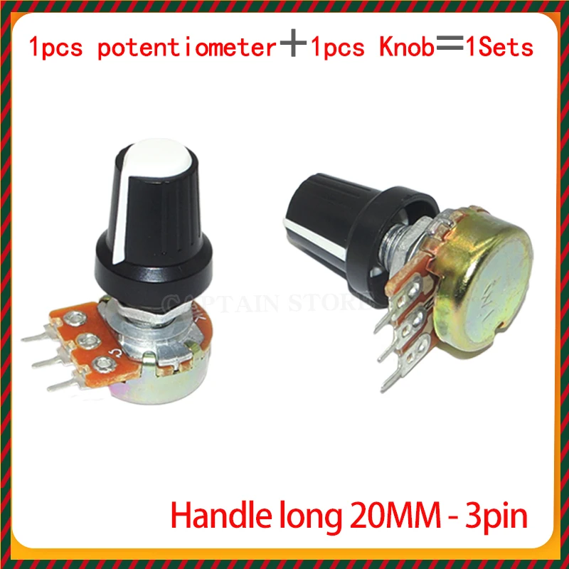 2 Sets WH148 1K 10K 20K 50K 100K 500K Ohm 20mm 3 Pin Linear Taper Rotary Potentiometer Resistor for Arduino with AG2 White cap
2 Sets WH148 1K 10K 20K 50K 100K 500K Ohm 20mm 3 Pin Linear Taper Rotary Potentiometer Resistor for Arduino with AG2 White cap