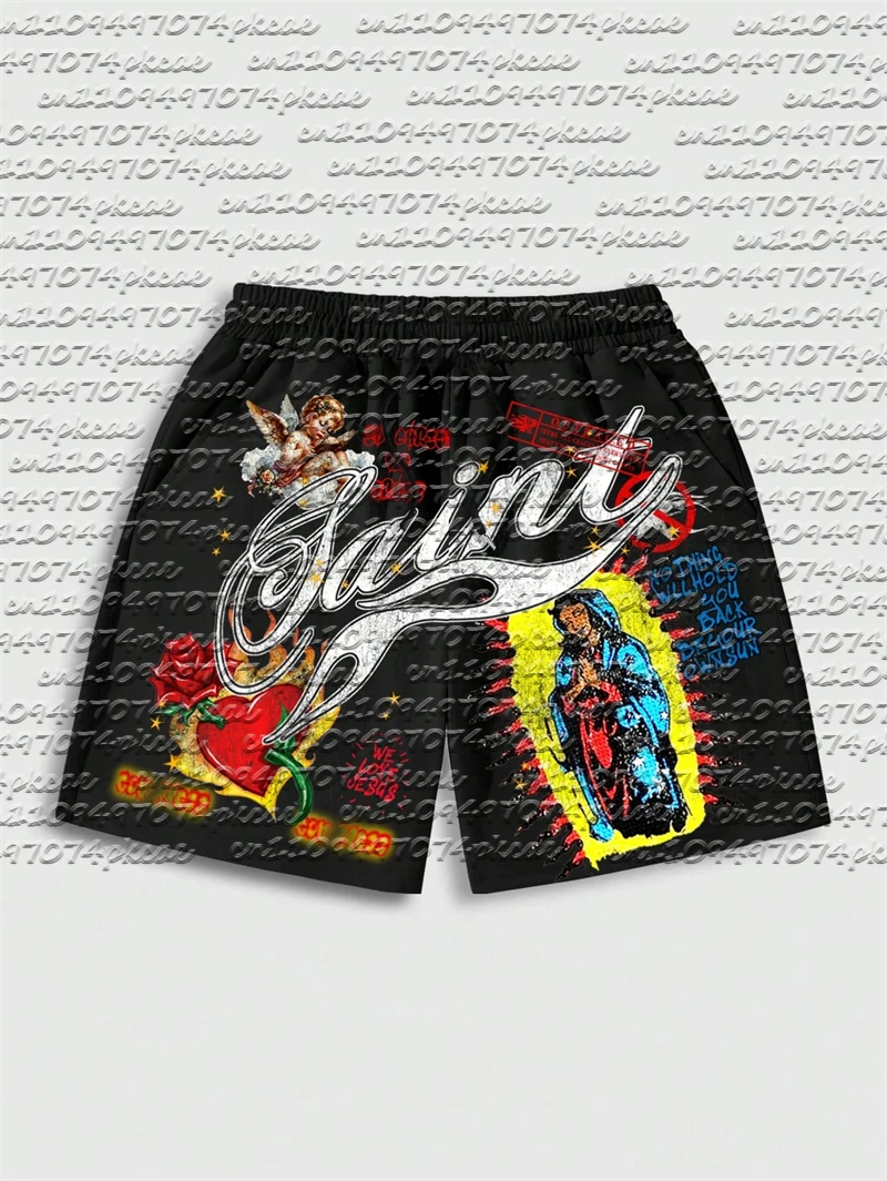 2026 New "Saint" Religious Graphic 3D Print Hot Pink Drawstring Oversized Casual Shorts Men Streetwear Casual Bottoms
2026 New "Saint" Religious Graphic 3D Print Hot Pink Drawstring Oversized Casual Shorts Men Streetwear Casual Bottoms
