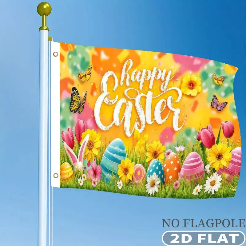 1pc Single Side 2D FLAT Printing Happy Easter Eggs Flowers Flag Banner, Durable Polyester, Suitable for Outdoor Decor
1pc Single Side 2D FLAT Printing Happy Easter Eggs Flowers Flag Banner, Durable Polyester, Suitable for Outdoor Decor