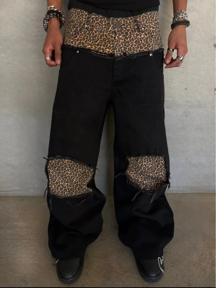 Autumn 2000s Leopard Print Stitching Double Trousers Make Old Fashion Vintage Buttons Pocket Jeans Casual Grunge Straight Pants
Autumn 2000s Leopard Print Stitching Double Trousers Make Old Fashion Vintage Buttons Pocket Jeans Casual Grunge Straight Pants