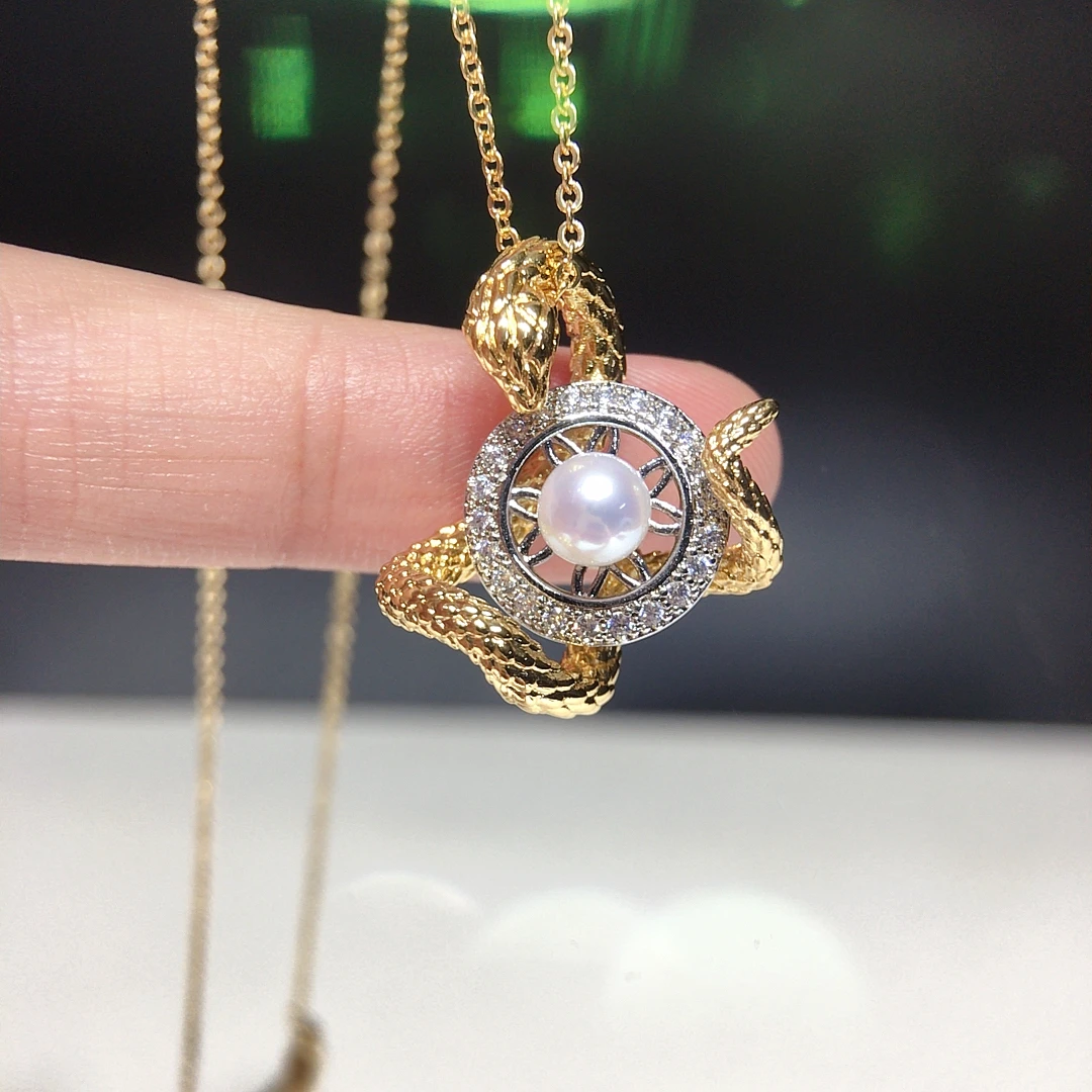 ZHBORUINI Rotatable Freshwater Pearl Pendant with Snake Surround Inlaid Zircon Unique Personality Gift for Ladies And Gentlemen
ZHBORUINI Rotatable Freshwater Pearl Pendant with Snake Surround Inlaid Zircon Unique Personality Gift for Ladies And Gentlemen