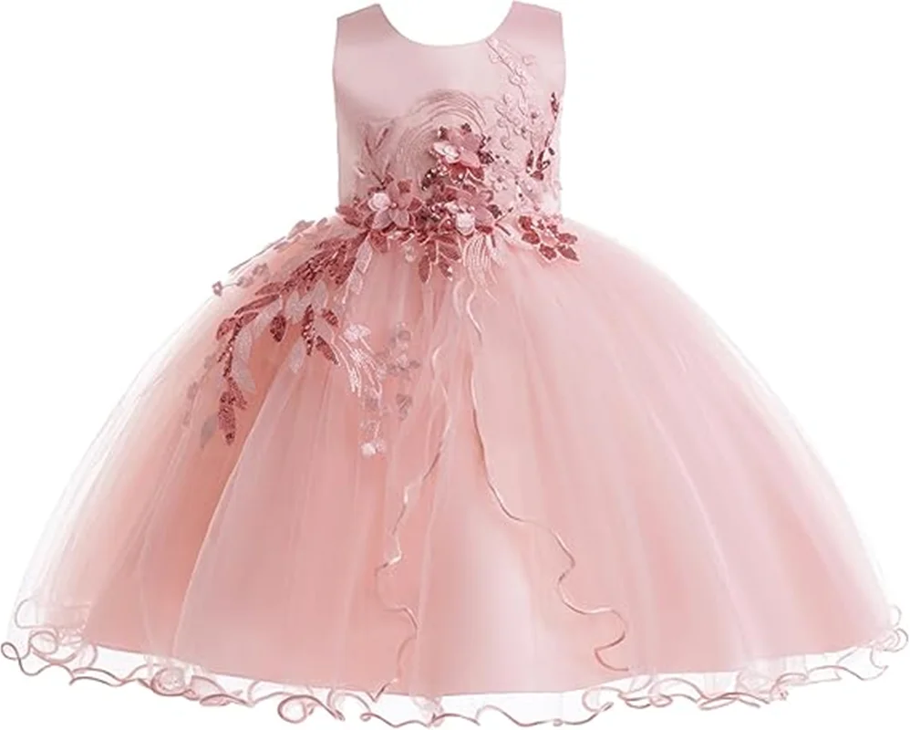 Girls Sleeveless 3D Floral Embroidered Tulle Ball Gown Ruffled Hem Design Formal Occasion Wedding Flower Girl Birthday Celebrati
Girls Sleeveless 3D Floral Embroidered Tulle Ball Gown Ruffled Hem Design Formal Occasion Wedding Flower Girl Birthday Celebrati