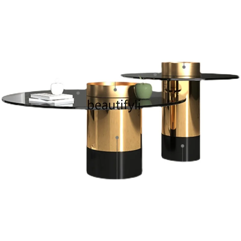 Modern Light Luxury Coffee Table Italian Simple round Tempered Glass Coffee Table Living Room Home Side Table Combination
Modern Light Luxury Coffee Table Italian Simple round Tempered Glass Coffee Table Living Room Home Side Table Combination