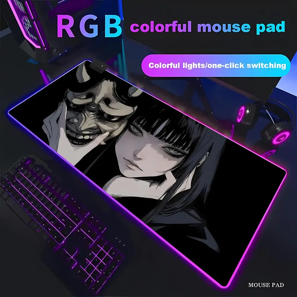 Janpanese Mask Girl Mouse Pad Animation Games RGB Gaming HD Gamer Large LED Light XXL MousePads PC Computer pad Non-slip Decor
Janpanese Mask Girl Mouse Pad Animation Games RGB Gaming HD Gamer Large LED Light XXL MousePads PC Computer pad Non-slip Decor