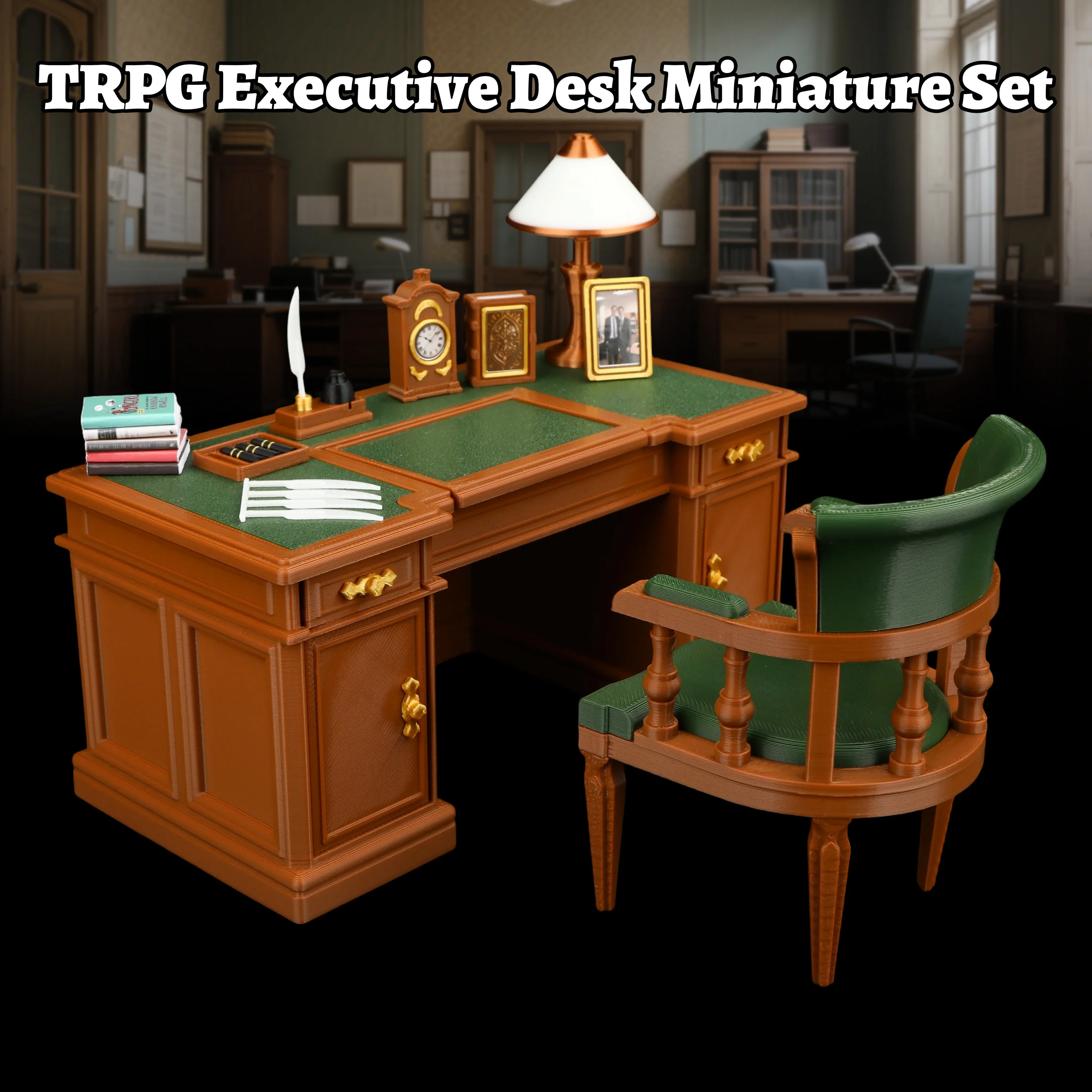 RPG Desk Miniature Furniture Set - Classic Office Vintage Design, Easy Assembly Diorama Terrain for Tabletop Scene, 1:12 Scale
RPG Desk Miniature Furniture Set - Classic Office Vintage Design, Easy Assembly Diorama Terrain for Tabletop Scene, 1:12 Scale