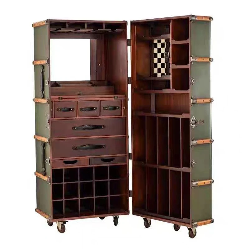 Solid wood suitcase wine cabinet display cabinet household
Solid wood suitcase wine cabinet display cabinet household