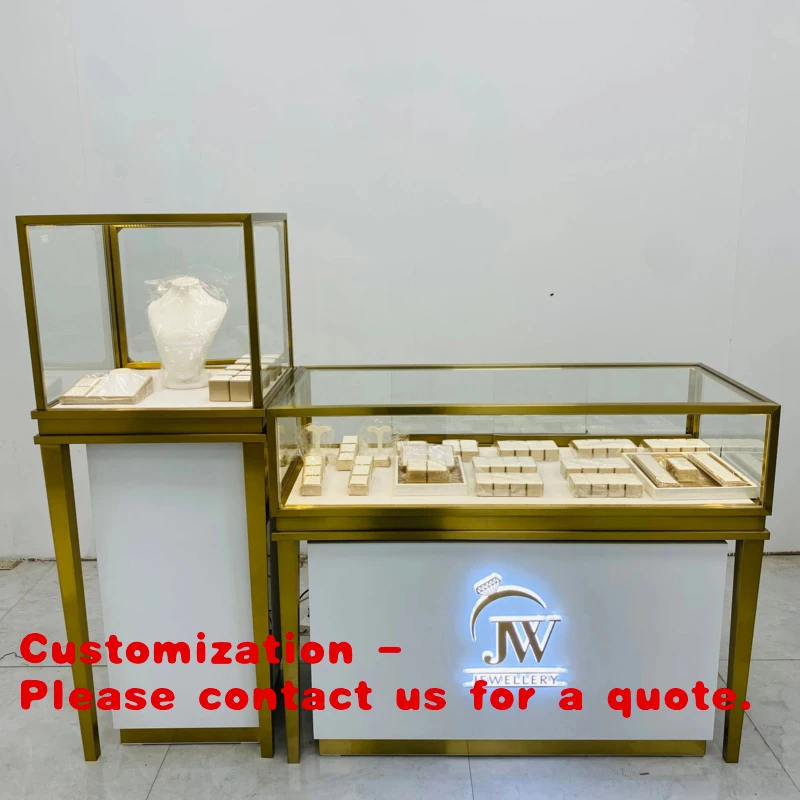 custom.Best Choice Luxury Gold Frame Jewelry Display Cabinet Exclusive LED Jewelry Display High and Low Combination
custom.Best Choice Luxury Gold Frame Jewelry Display Cabinet Exclusive LED Jewelry Display High and Low Combination