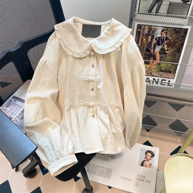 Japanese Cute Peter Pan Collar Women Blouse Long Sleeve Casual Shirts 2024 Spring Autumn Loose All-match Single Breasted Blusas
Japanese Cute Peter Pan Collar Women Blouse Long Sleeve Casual Shirts 2024 Spring Autumn Loose All-match Single Breasted Blusas