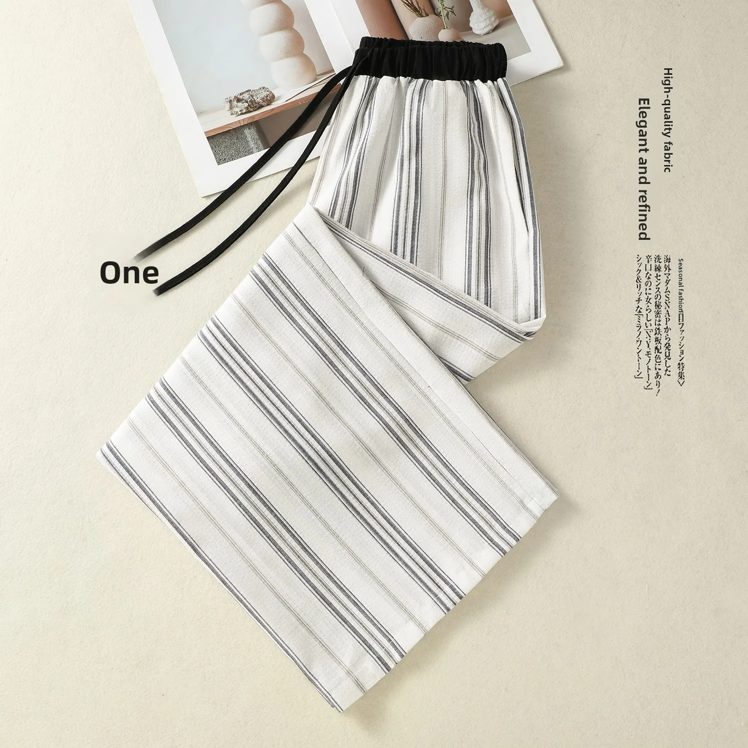 Laid-back Stripe Drawstring Elastic Waist Wide Leg Pants Loose Straight Large Size Cotton Linen Casual Pants Women Long
Laid-back Stripe Drawstring Elastic Waist Wide Leg Pants Loose Straight Large Size Cotton Linen Casual Pants Women Long