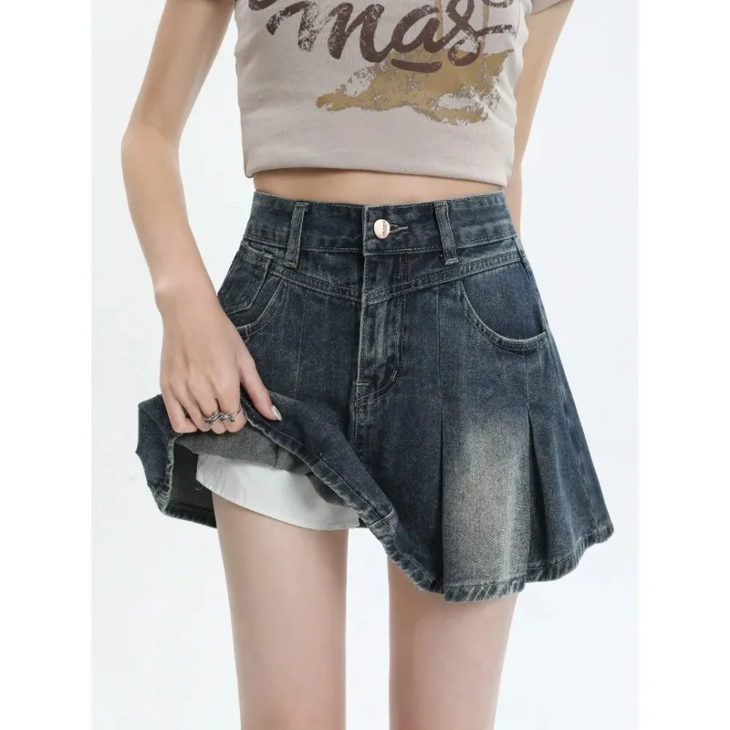 American Sle Versatile High Waist Denim Skirt Women's Summer New plus Size Pleated Skirt Small Size Slim A-Line ves
American Sle Versatile High Waist Denim Skirt Women's Summer New plus Size Pleated Skirt Small Size Slim A-Line ves