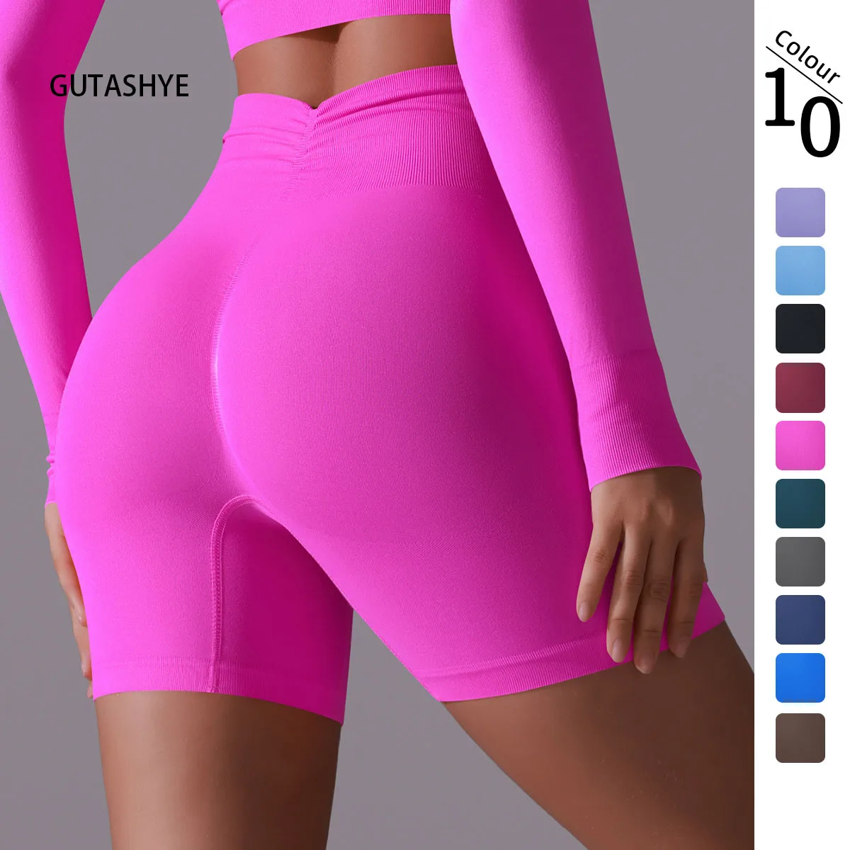 Guta Solid Color Seamless Peach Hip High Waist Tight Yoga Shorts Running Fitness Sports Breathable Quick Drying Women's Shorts
Guta Solid Color Seamless Peach Hip High Waist Tight Yoga Shorts Running Fitness Sports Breathable Quick Drying Women's Shorts