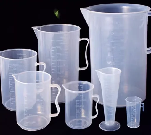 250/500/1000/2000ml Plastic Measuring Cup Transparent with Scale Lid Handle Lab Beaker