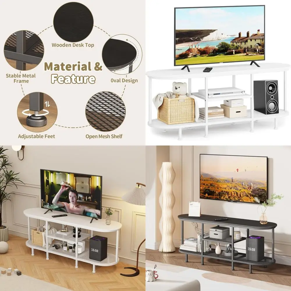 White Metal TV Stand with Storage for Living Room and Bedroom Entertainment Center
White Metal TV Stand with Storage for Living Room and Bedroom Entertainment Center