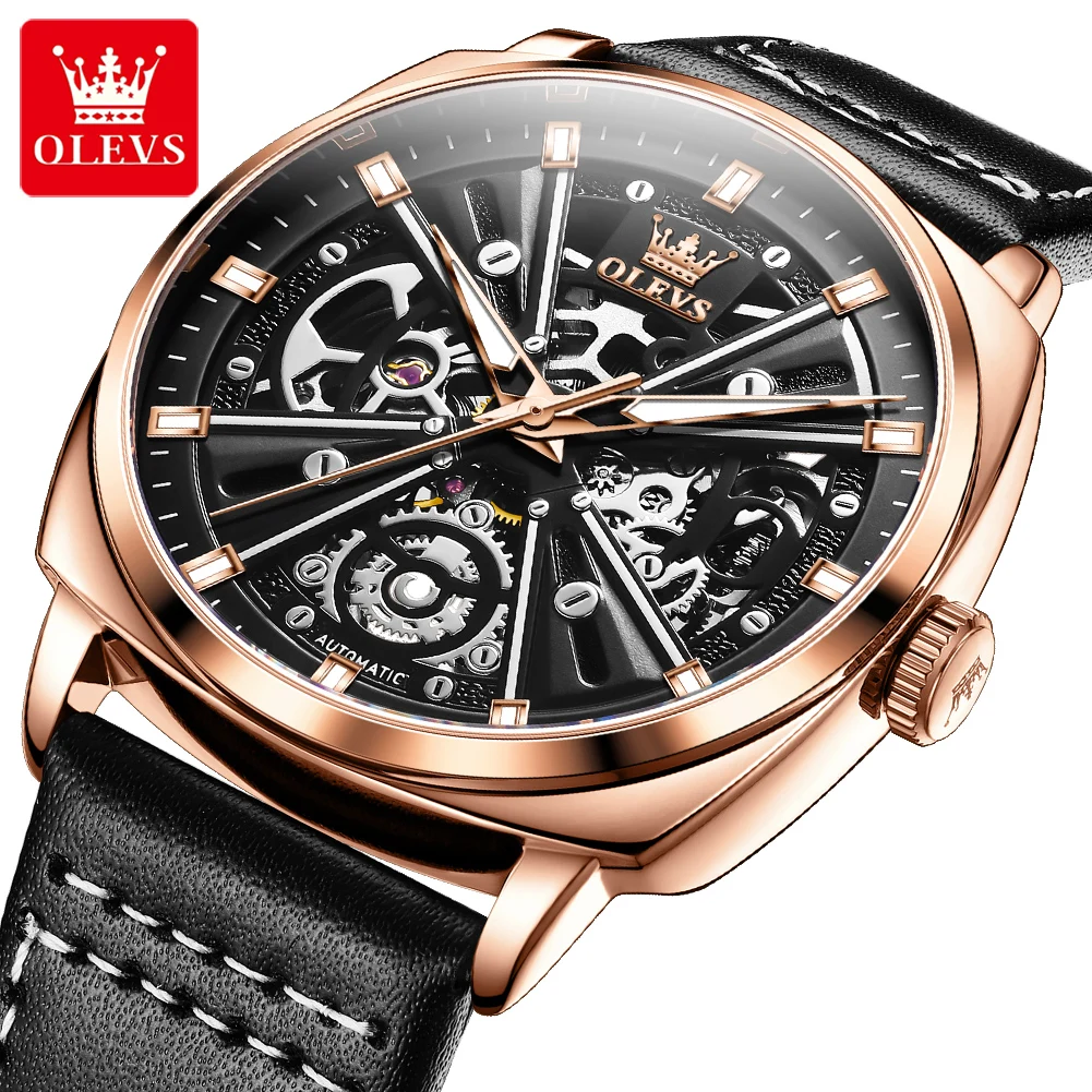 OLEVS Brand Fashion Hollow Mechanical Watch for Men Leather Strap Waterproof Luminous Hands Skeleton Luxury Watches Mens
OLEVS Brand Fashion Hollow Mechanical Watch for Men Leather Strap Waterproof Luminous Hands Skeleton Luxury Watches Mens