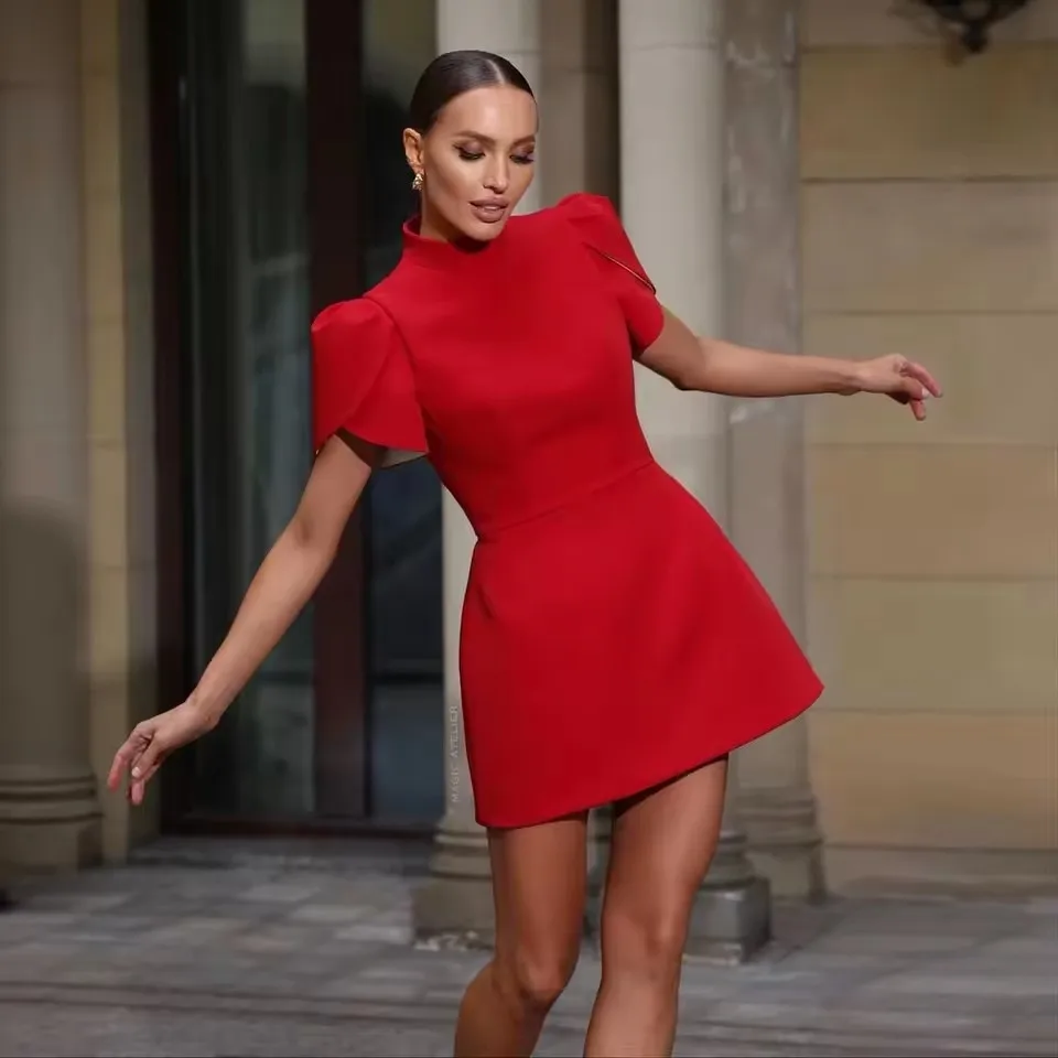 2025 Elegant Red Mini Dress Cap Sleeves High Neck Short Party Dresses with Bow Custom Made Wedding Guest Dress Vestidos de fiest
2025 Elegant Red Mini Dress Cap Sleeves High Neck Short Party Dresses with Bow Custom Made Wedding Guest Dress Vestidos de fiest