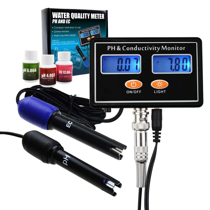 PH & EC Conductivity Monitor Tester ATC, real-time continuous monitoring of water quality, aquariums, ponds, hydroponics
PH & EC Conductivity Monitor Tester ATC, real-time continuous monitoring of water quality, aquariums, ponds, hydroponics